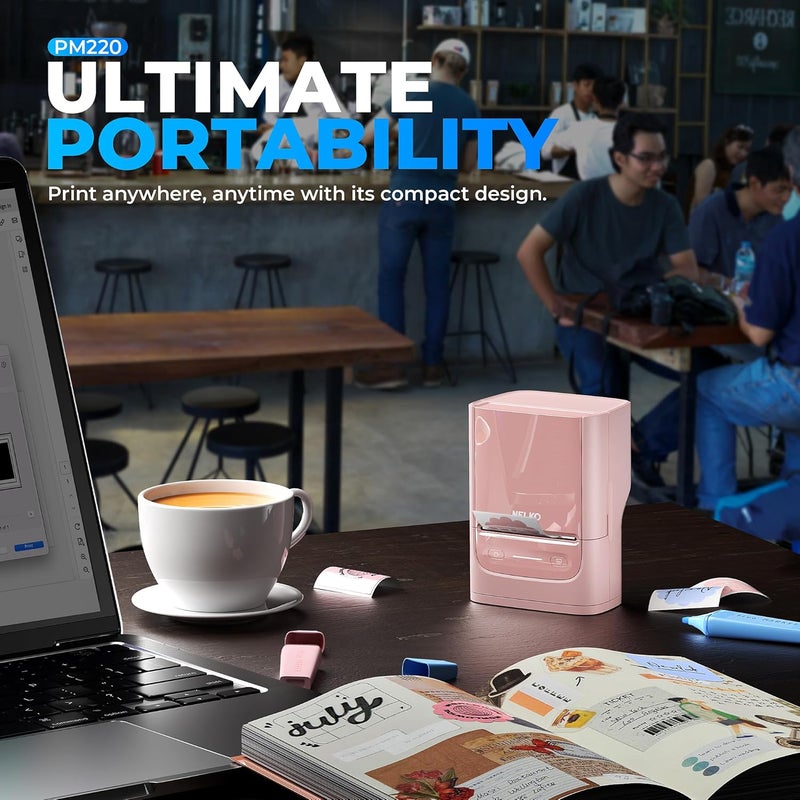 Nelko PM220 Bluetooth Label Maker Machine with Tape, 2 Inch Portable Thermal Printer for Small Business, Address, Logo, Clothing, Sticker Printer for Phones & PC, Pink - Image 2